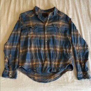 Lucky Brand Men’s Blue/Gold Button Down Shirt - Size: M (Runs Small)